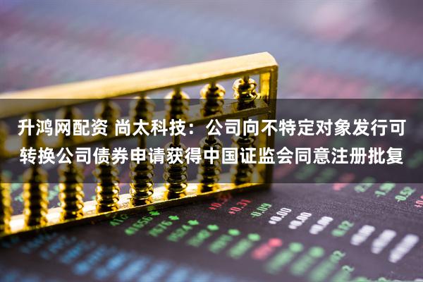 升鸿网配资 尚太科技：公司向不特定对象发行可转换公司债券申请获得中国证监会同意注册批复